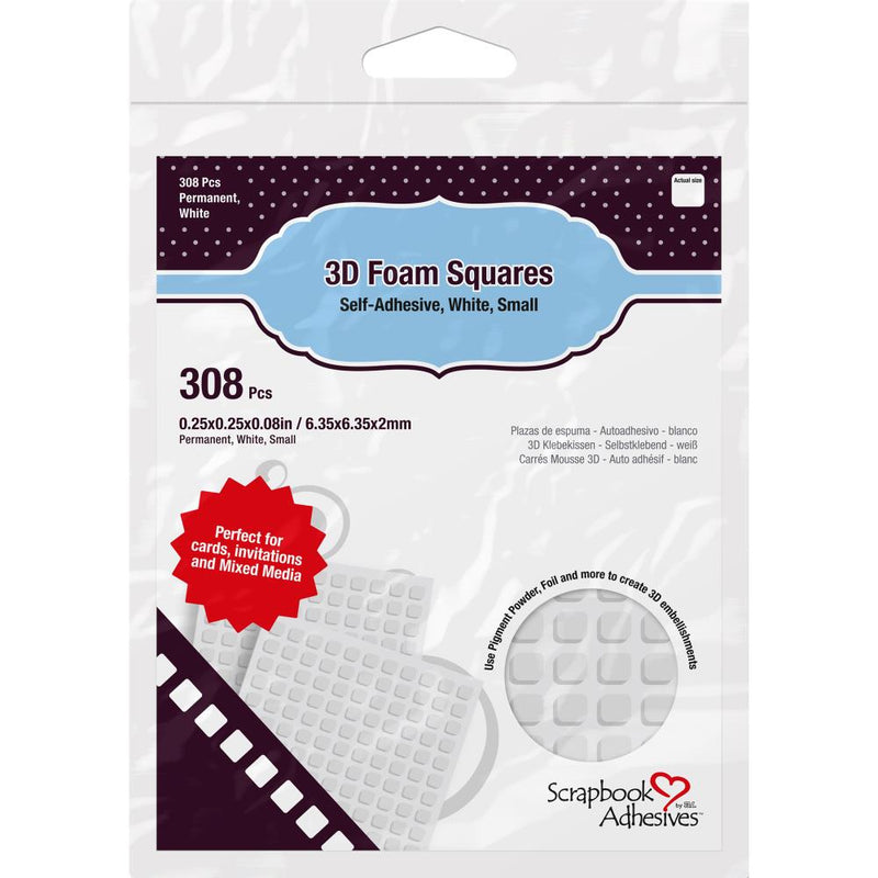 Scrapbook Adhesives 3D Self-Adhesive Foam Squares .25" - 308Pc White, 01612