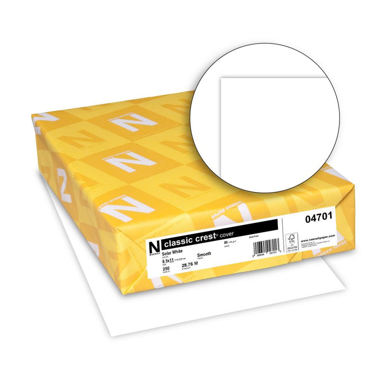 Coming Soon - Neenah Paper 8.5x11 - Solar White - Super Smooth 80lb 250Pc, 04701