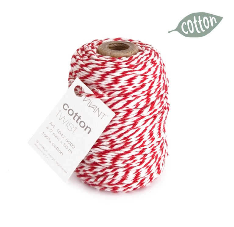 Vivant - Cotton Twine - Red & White, 1047.5002.20