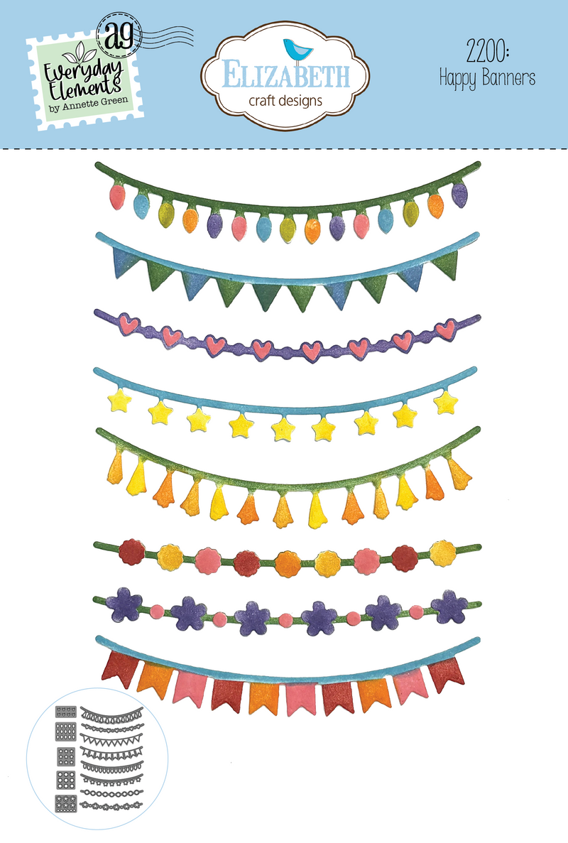 Elizabeth Craft Designs Die Set - Happy Banners, 2200 by: Annette Green