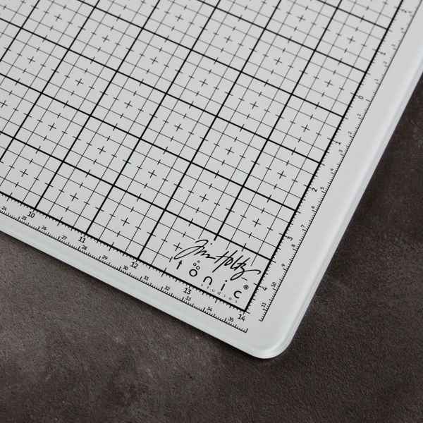 Tim Holtz - Travel Glass Studio Mat 15.75" x 10.25" - White, 2634EUS