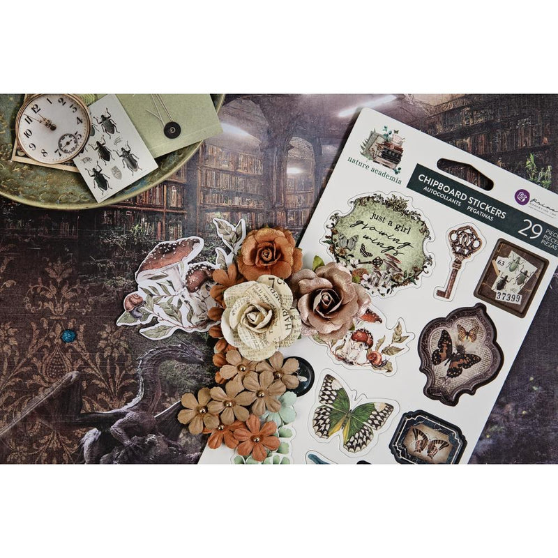 Prima Marketing Chipboard Stickers - Nature Academia, 664756