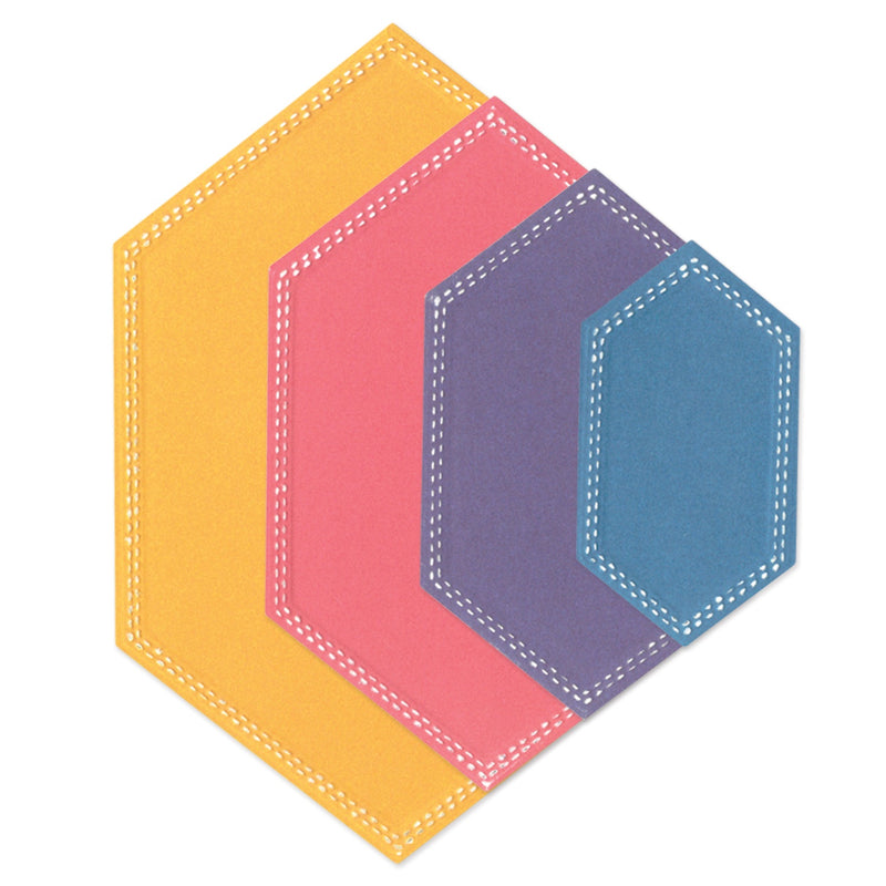 Sizzix Fanciful Framelits Die Set 10PK - Belinda Stitched Hexagons, 666554 by Stacey Park