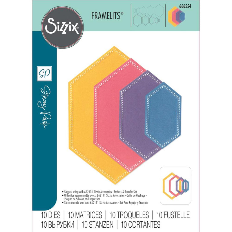 Sizzix Fanciful Framelits Die Set 10PK - Belinda Stitched Hexagons, 666554 by Stacey Park