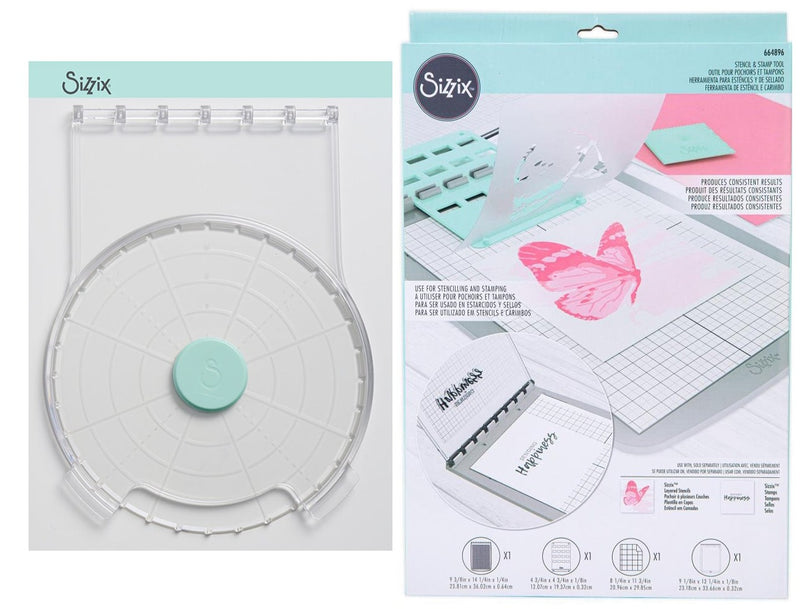 Sizzix I Want Both - Stencil & Stamp Tool + Stamp & Spin Tool, 666614/ 664896