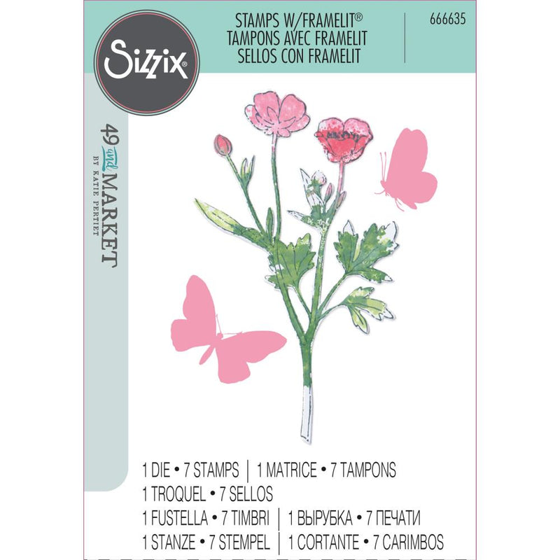 49 & Market - Stamp w/Framelits - Painted Pencil Botanical, 666635 by Sizzix