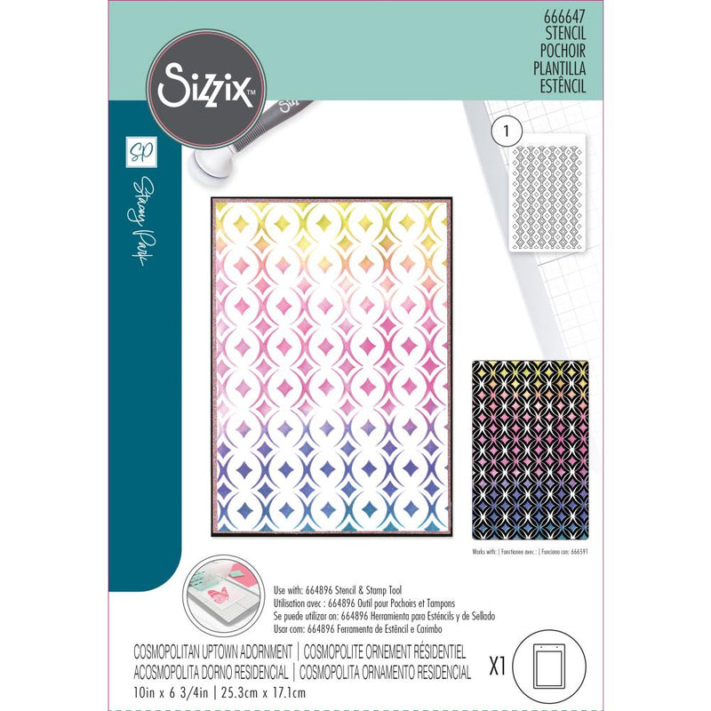 Sizzix A5 Stencil 1PK – Cosmopolitan, Uptown Adornment, 666647 by Stacey Park