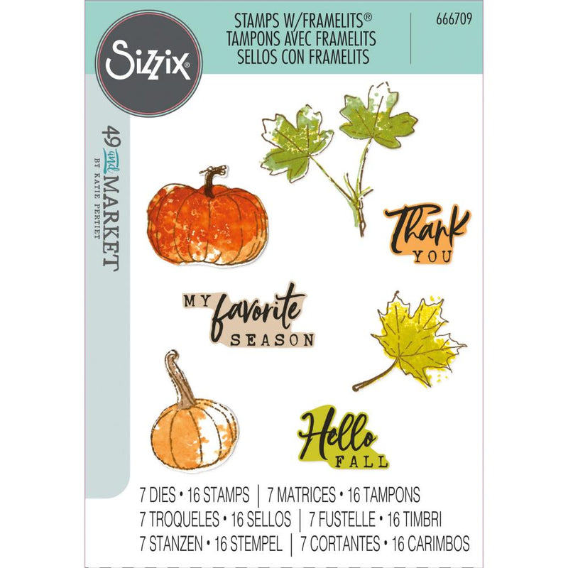 49 & Market A5 Stamps w/Framelits - Pencil Line Harvest, 666709 by Sizzix