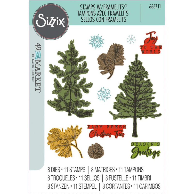 49 & Market A5 Stamps w/Framelits - Pine Holidays, 666711 by Sizzix