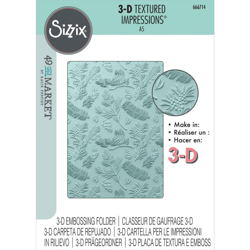 49 & Market 3D Textured Embossing Folder - Pines, 666714 by Sizzix