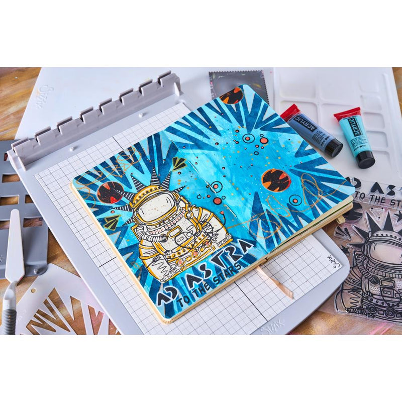 Coming Soon - Sizzix Studio -  Clear Stamp & Stencil Set - Ad Astra, 666753 by Cat Kerr