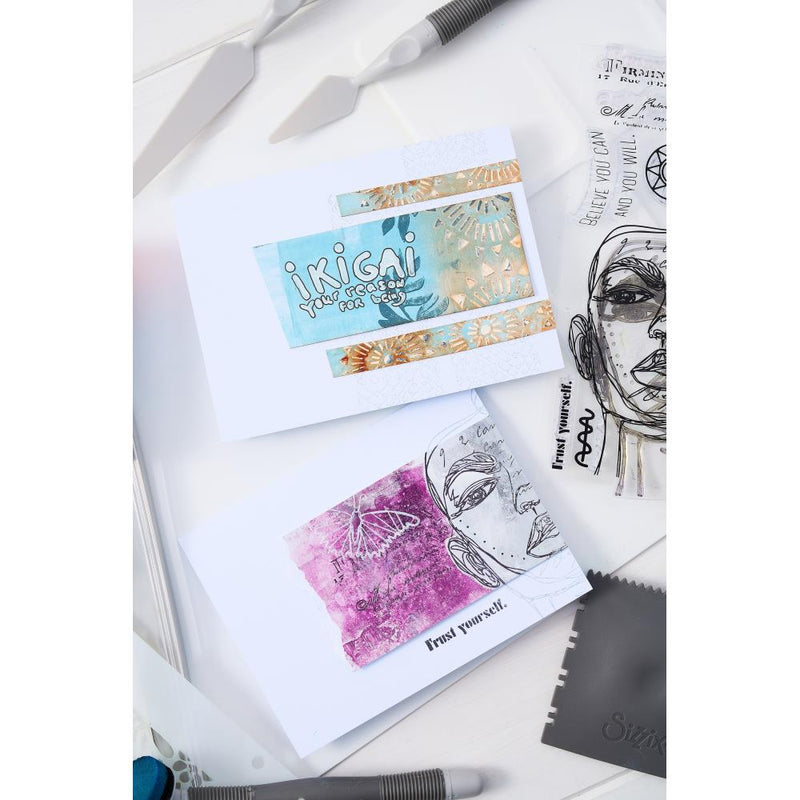 Coming Soon - Sizzix Studio -  Clear Stamp & Stencil Set - Ikigai, 666756 by Cat Kerr