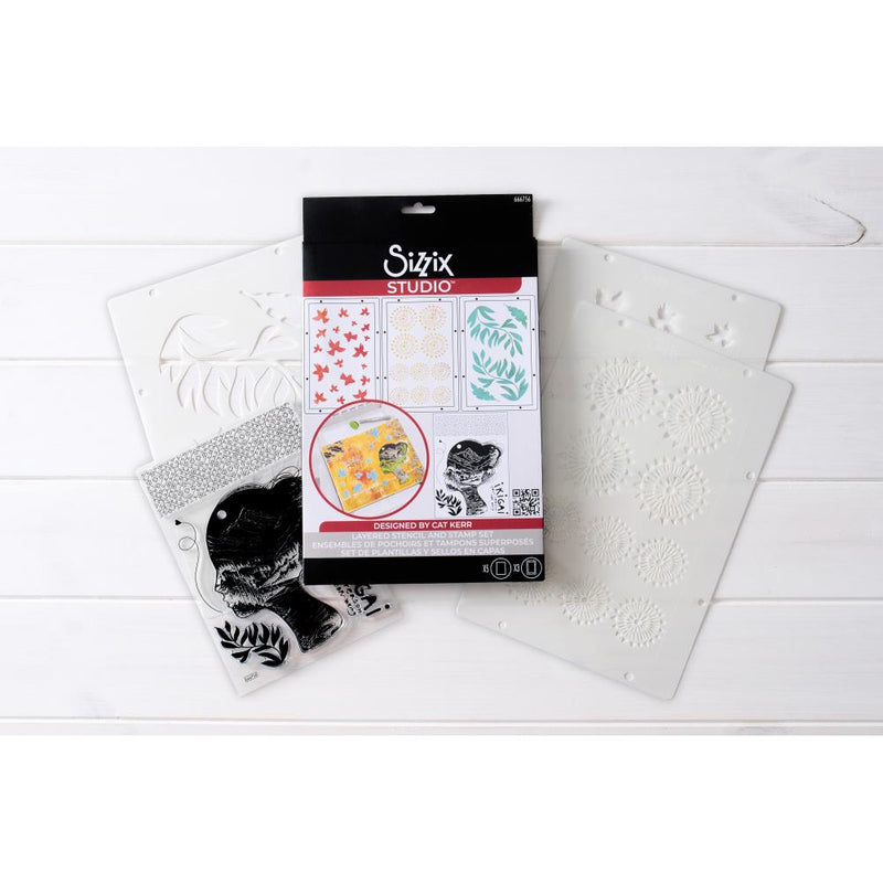 Coming Soon - Sizzix Studio -  Clear Stamp & Stencil Set - Ikigai, 666756 by Cat Kerr