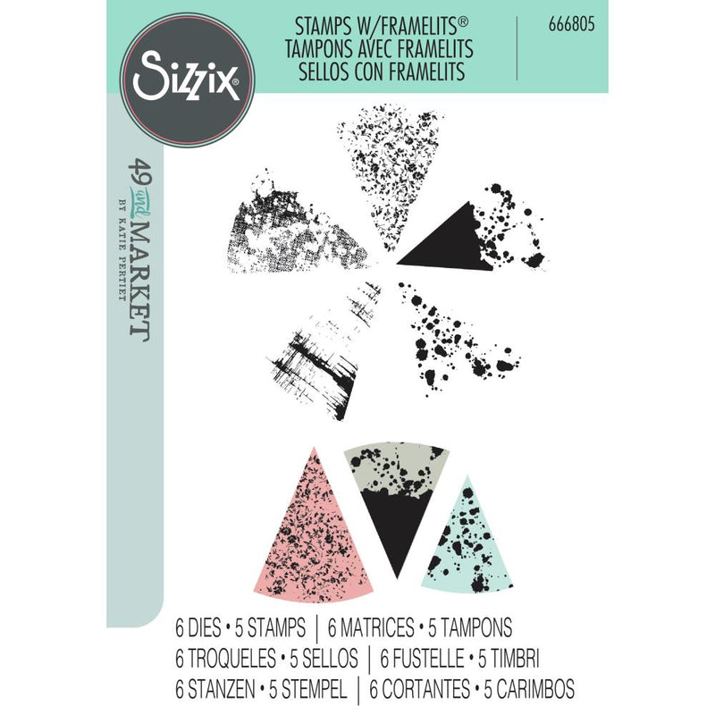 Sizzix Clear Stamps 5PK w/6PK Framelits Build-a-Burst-| Painterly, 666805 by 49 and Market