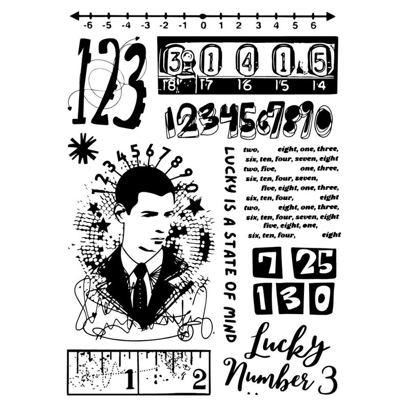 Coming Soon - Sizzix Studio -  Clear Stamp & Stencil Set - Strength In Numbers, 666852 by Cat Kerr