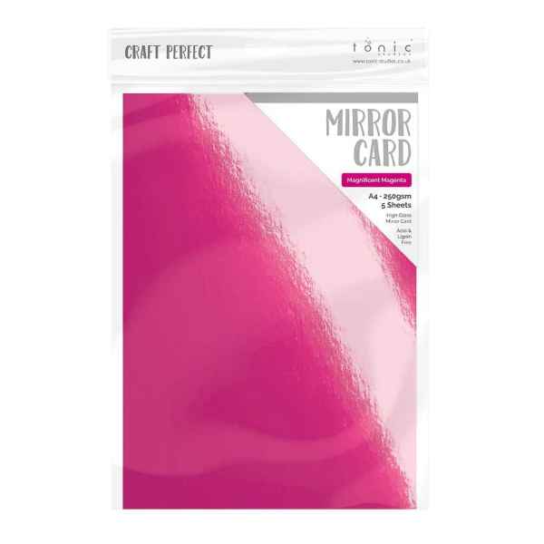 Craft Perfect Gloss Mirror Cardstock 8.5X11 5Pc - Magnificent Magenta, 8730E