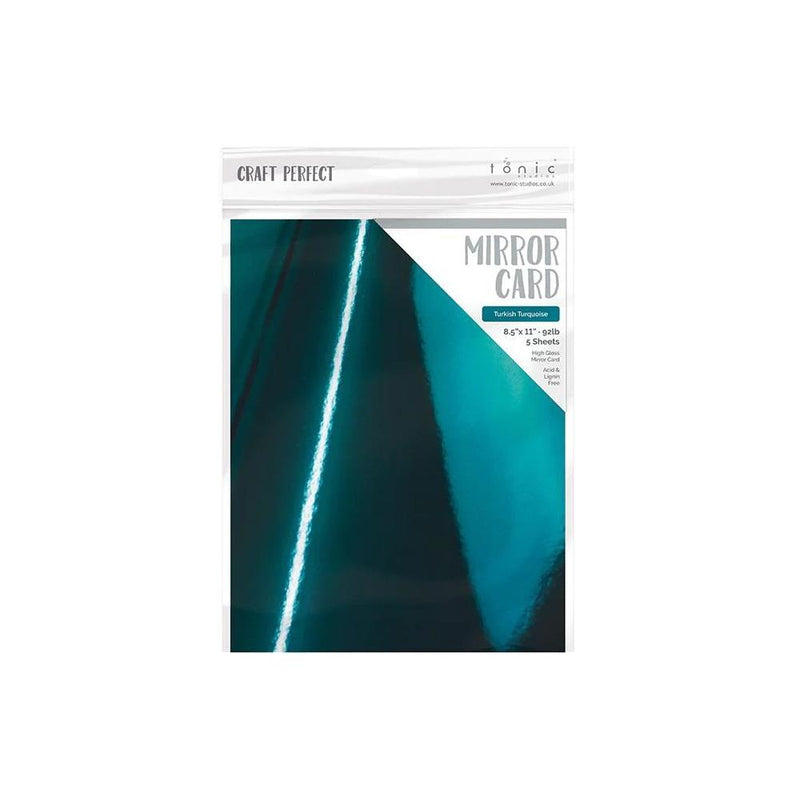 Craft Perfect Gloss Mirror Cardstock 8.5X11 5Pc - Turkish Turquoise, 8731E