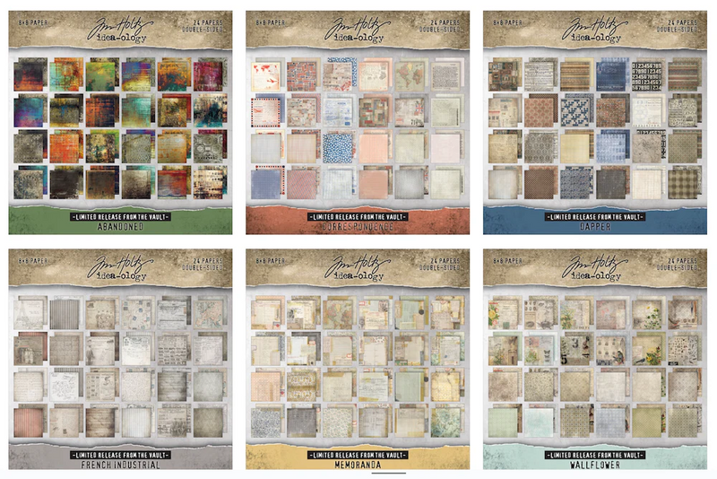 Coming Soon - Tim Holtz idea-ology Paper Stash 2025 Vault Release - 8x8 - I Want It All Bundle, IWIA8x8