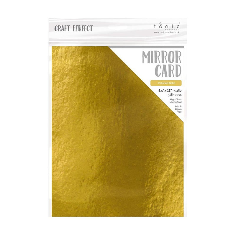 Craft Perfect Gloss Mirror Cardstock 8.5X11 5Pc - Polished Gold, 9451E