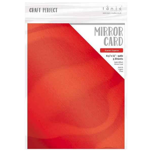 Craft Perfect Satin Mirror Cardstock 8.5X11 5Pc - Scarlet Organiza, 9486E