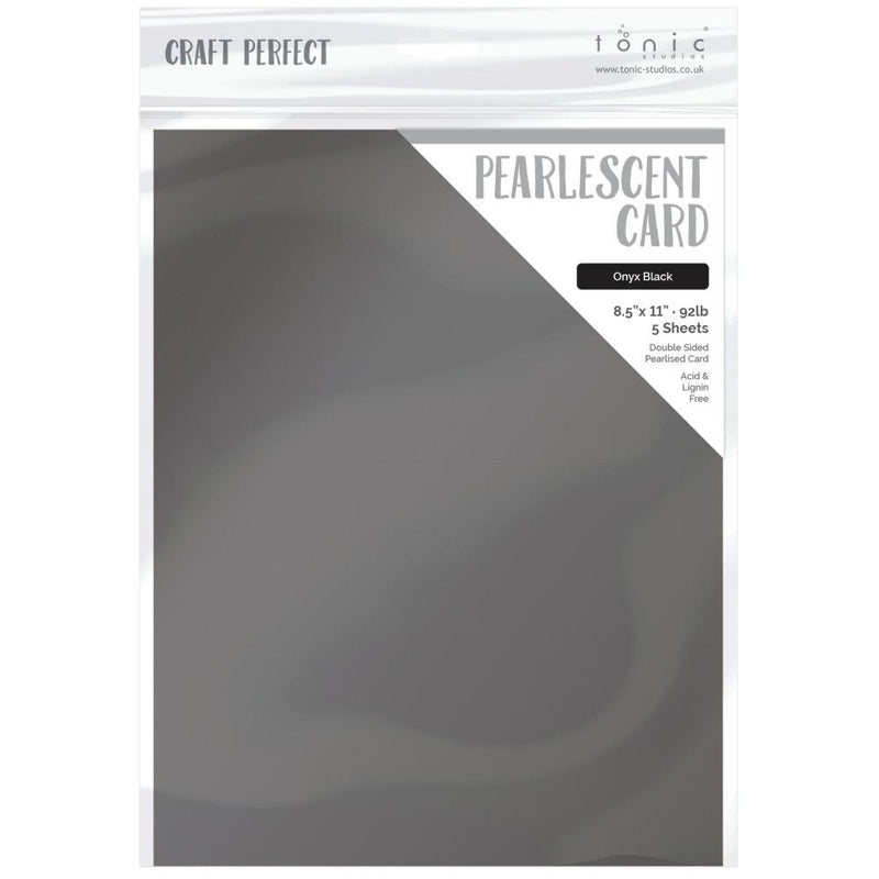 Craft Perfect Pearlescent Cardstock 8.5X11 5Pc - Onyx Black, 9528E