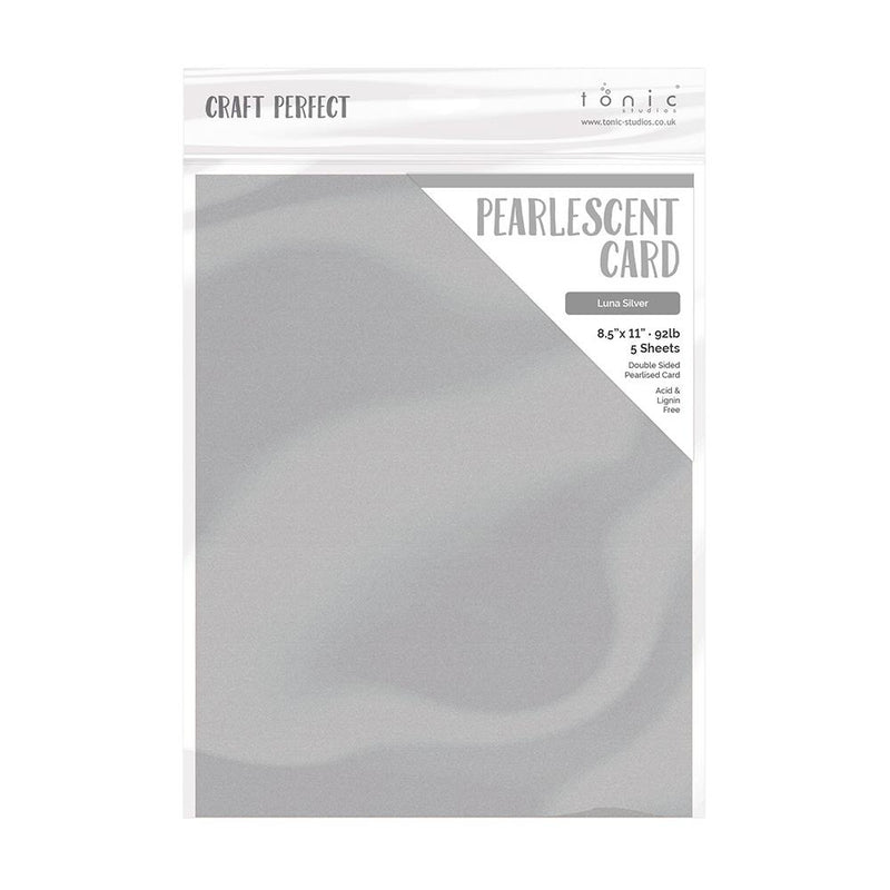 Craft Perfect Pearlescent Cardstock 8.5X11 5Pc - Luna Silver, 9529E