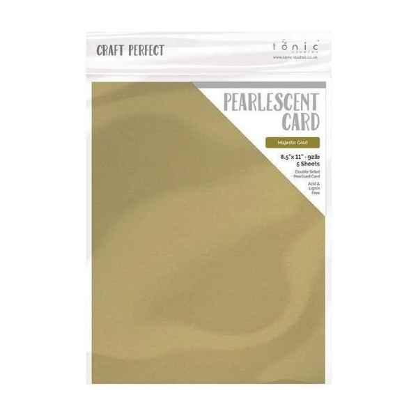 Craft Perfect Pearlescent Cardstock 8.5X11 5Pc - Majestic Gold, 9530E