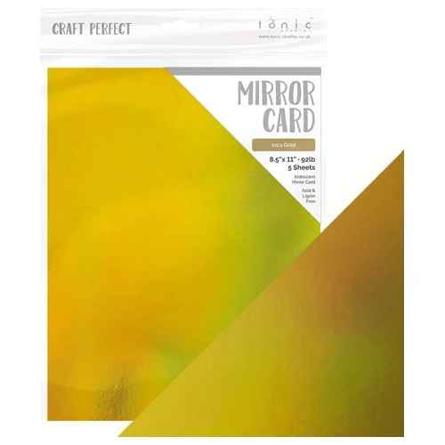 Craft Perfect Iridescent Mirror Cardstock 8.5X11 5Pc - Inca Gold, 9784E