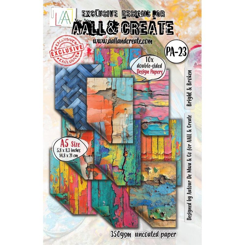 AALL & Create A5 Double-Sided Design Papers 10Pc - Bright & Broken, AALL-PA-023