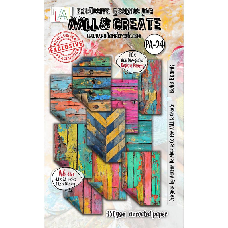 AALL & Create A6 Double-Sided Design Papers 10Pc - Boho Boards, AALL-PA-24