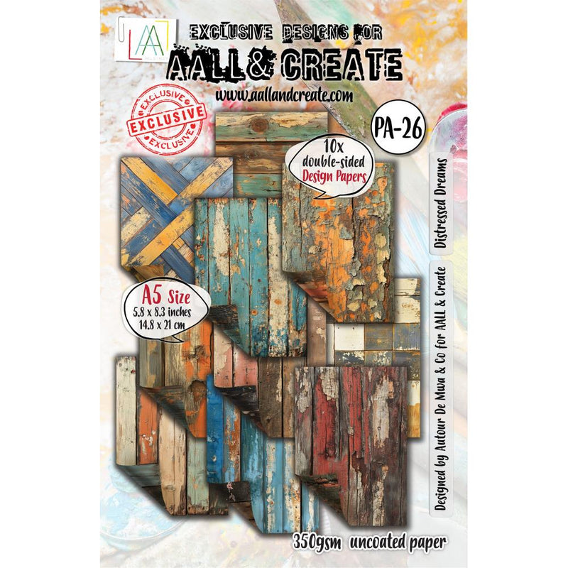 Coming Soon - AALL & Create A5 Double-Sided Design Papers 10Pc - Distress Dreams, AALL-PA-026