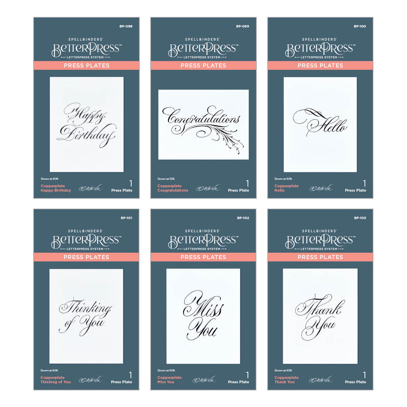 Spellbinders BetterPress Press Plates - Copperplate Everday Sentiments Collection, BD-0823