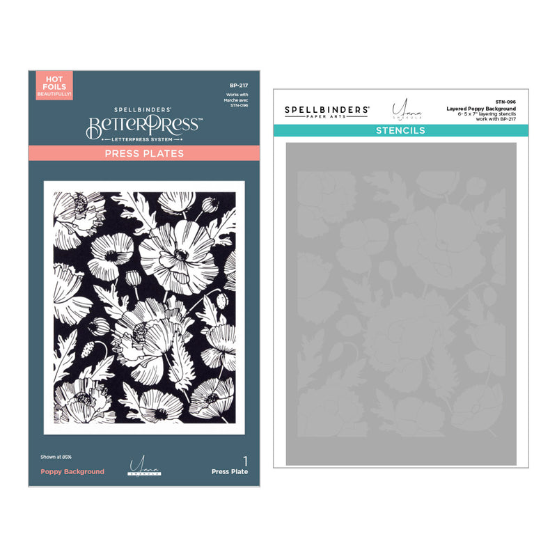 Spellbinders BetterPress Press & Stencil Bundle - Poppy Background, BD-0885