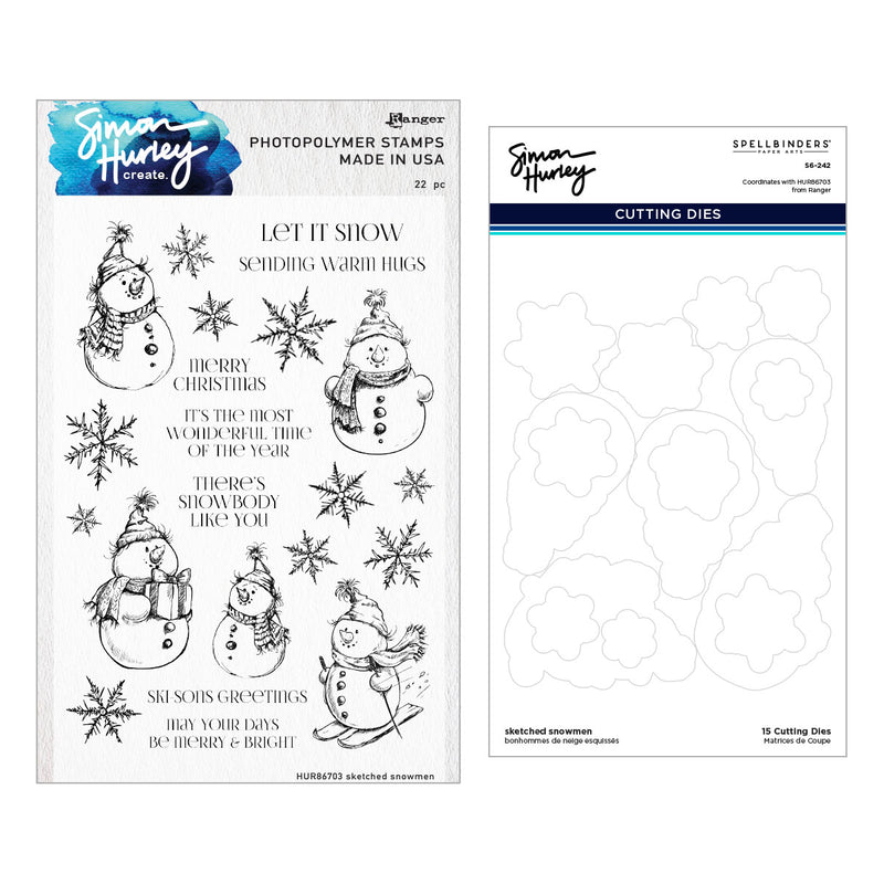 Spellbinders Stamp & Die Bundle - Sketched Snowman, BD-0888 by Simon Hurley