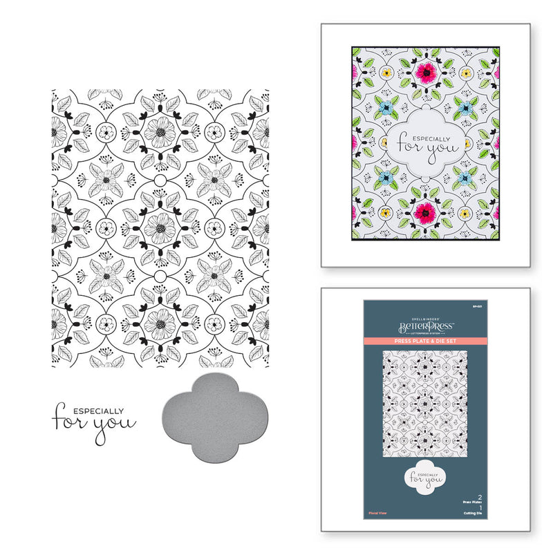 Spellbinders BetterPress Press Plate & Die Set - Floral View, BP-021