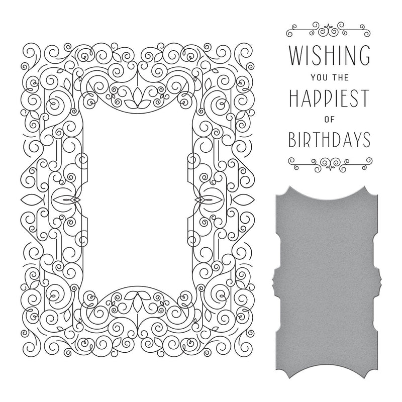 Spellbinders Press Plate & Die Set - Swirl Birthday Frame, BP-022