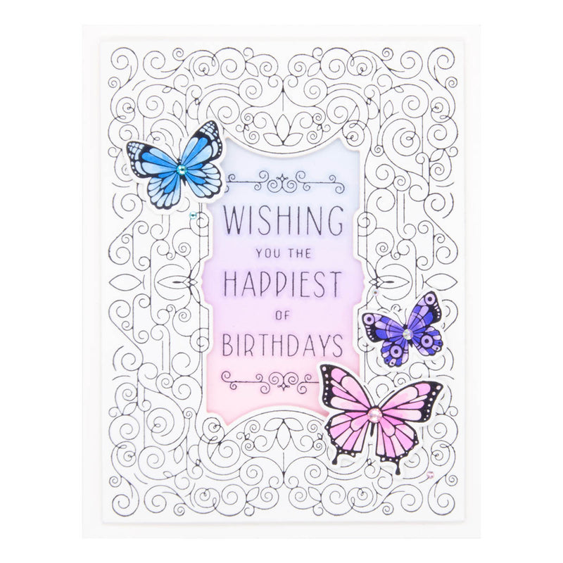 Spellbinders Press Plate & Die Set - Swirl Birthday Frame, BP-022