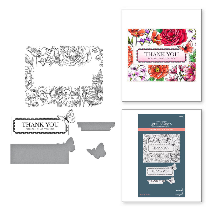 Spellbinders BetterPress Press Plate & Die Set - Butterfly Garden, BP-027