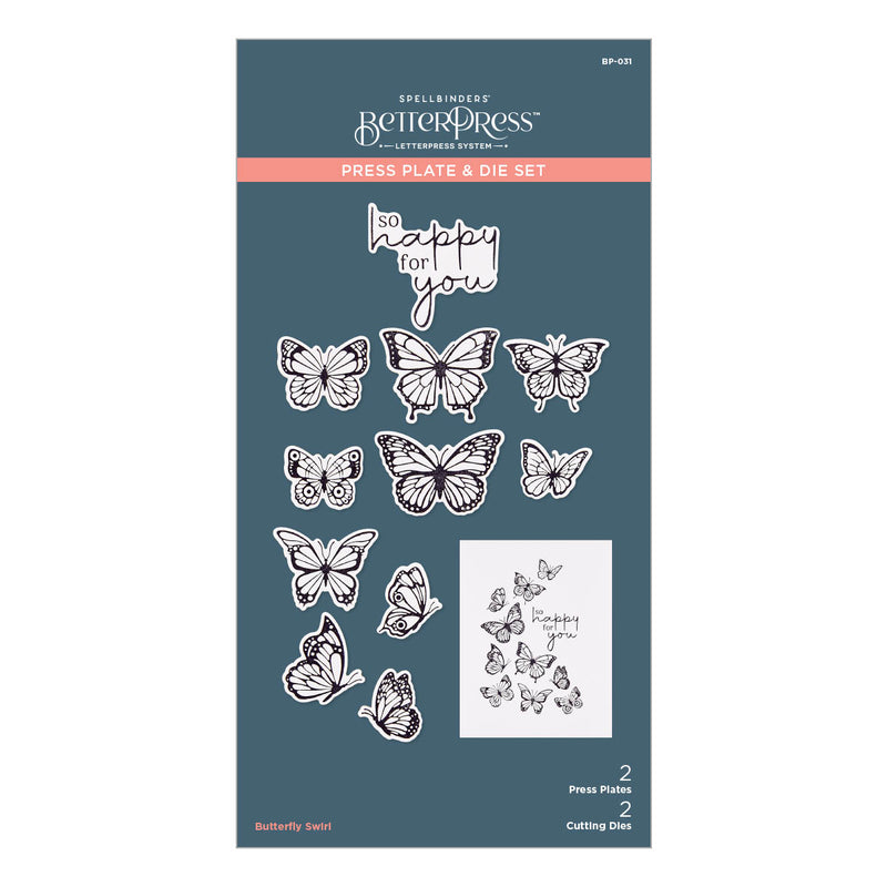 Spellbinders Press Plate & Die Set - Butterfly Swirl, BP-031