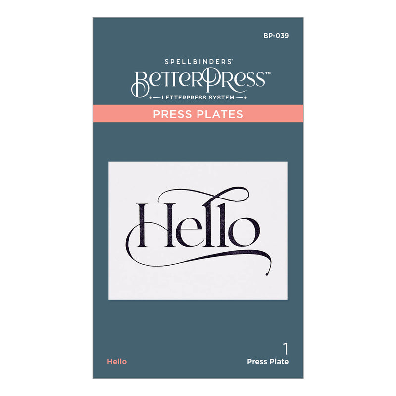 Spellbinders BetterPress Press Plate - Hello, BP-039