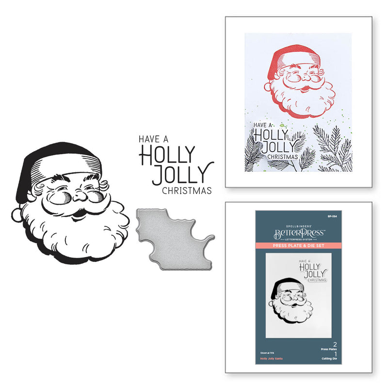 Spellbinders BetterPress Press Plate & Die Set - Holly Jolly Santa, BP-054