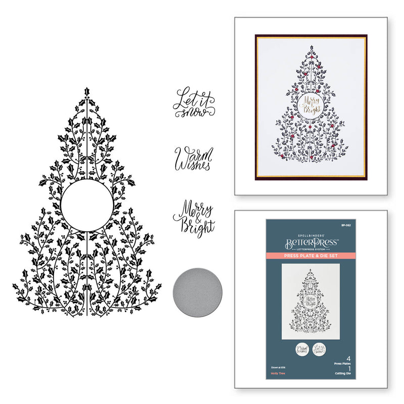 Spellbinders BetterPress Press Plate & Die - Holly Tree, BP-062