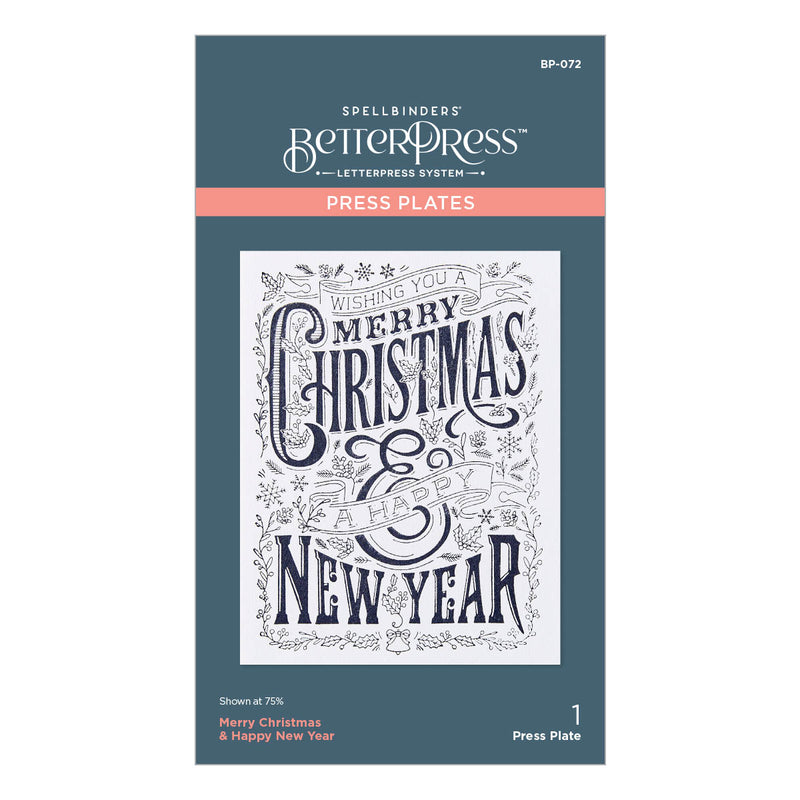 Spellbinders BetterPress Press Plate - Merry Christmas & Happy New Year, BP-072