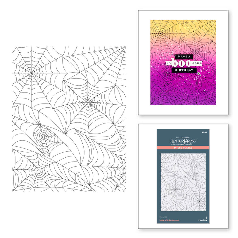 Spellbinders BetterPress Press Plate - Spider Web Background, BP-080