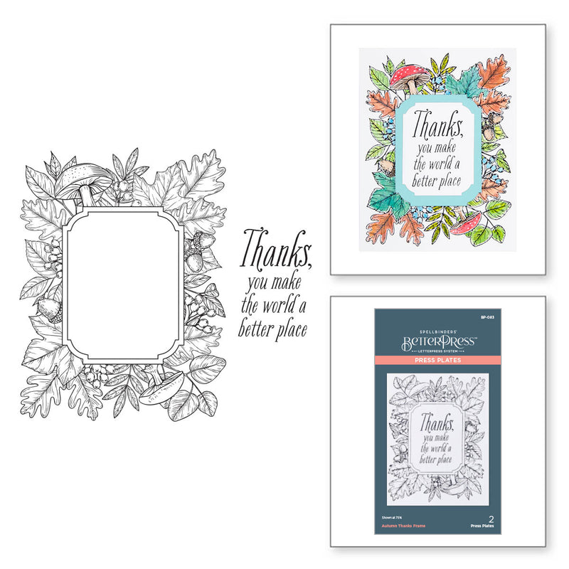 Spellbinders BetterPress Press Plate - Autumn Thanks Frame, BP-083