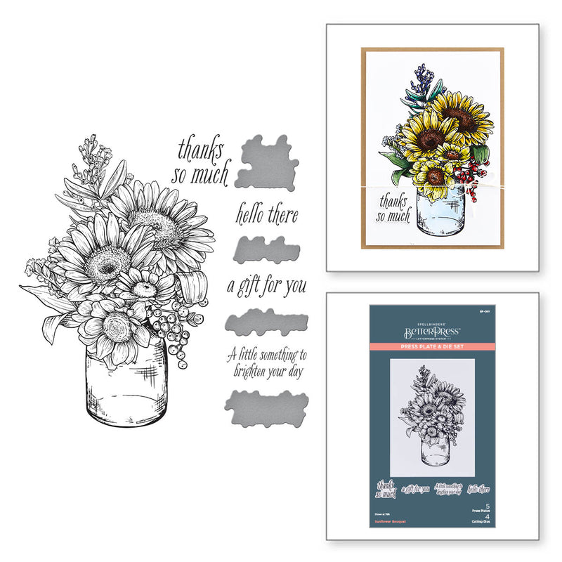 Spellbinders BetterPress Press Plate & Die Set - Sunflower Bouquet, BP-095