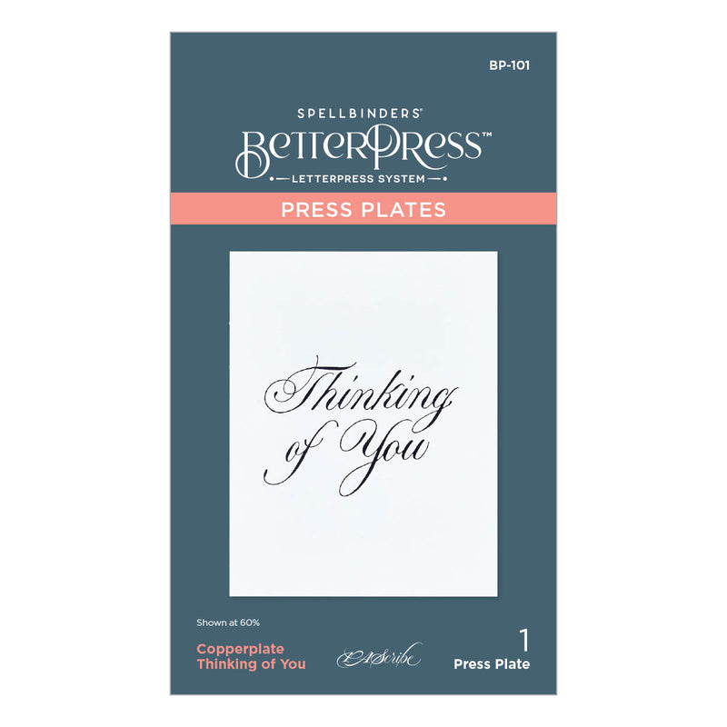 Spellbinders BetterPress Press Plates - Copperplate Thinking of You, BP-101