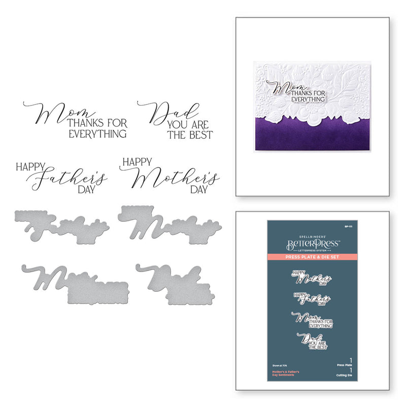 Spellbinders BetterPress Press Plate - Mother's & Father's Day Sentiments, BP-111