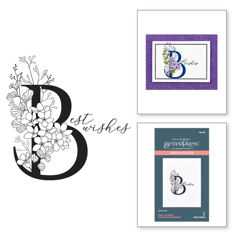 Spellbinders BetterPress Press Plates - Floral B and Sentiment, BP-125