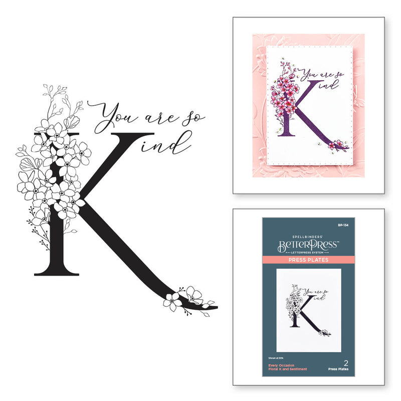 Spellbinders BetterPress Press Plates - Floral K and Sentiment, BP-134